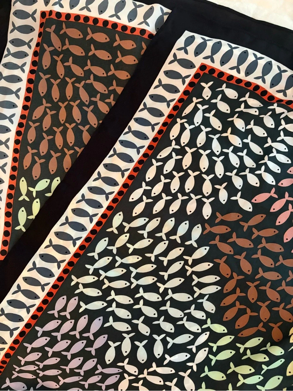 Bimba Y Lola - Multicolor Fish-Print Silk Scarf